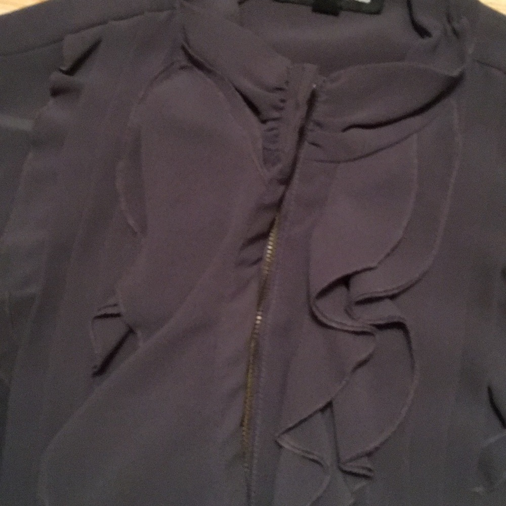 EXPRESS SHEER RUFFLE FANCY BLAZER TOP - Picture 4 of 8